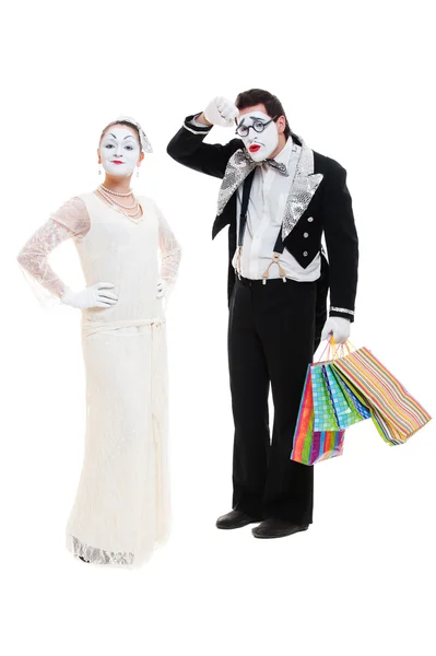 Shopaholic mimes — Stock Photo, Image