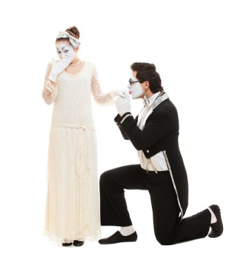 Funny portrait of mimes in love clipart