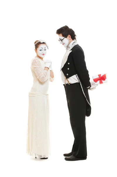Portrait of sweethearts mimes — Stock Photo, Image