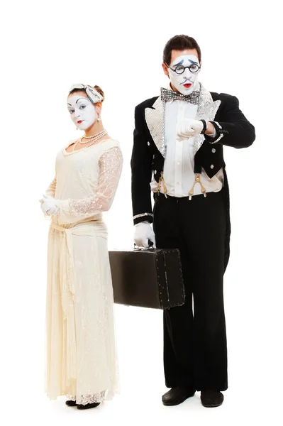 Portrait of mimes in costumes — Stock Photo, Image