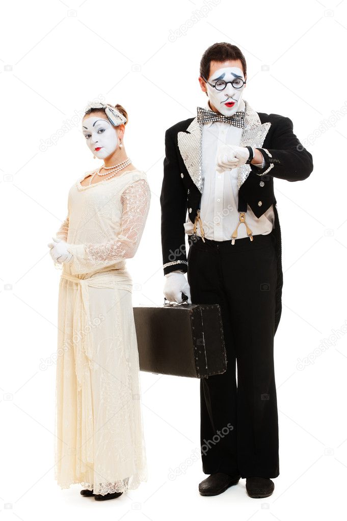 Portrait of mimes in costumes