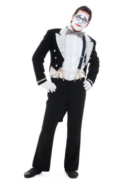 Portrait of mime in tailcoat clipart