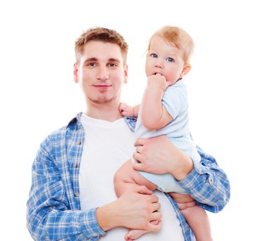 Smiley father and baby clipart