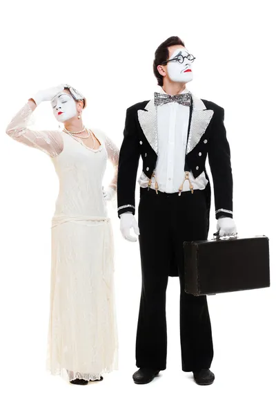 Portrait of two artistic mimes — Stock Photo, Image