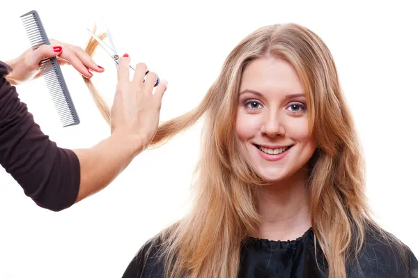 Smiley model in hairdressing salon — Stock Photo, Image