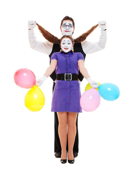 Two funny emotional mimes — Stock Photo, Image