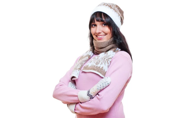 Frau mit Hut und Schal — Stockfoto
