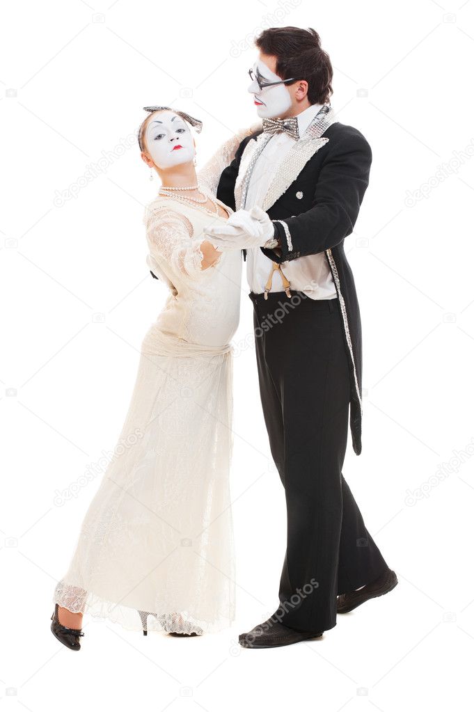 Dancing couple of mimes
