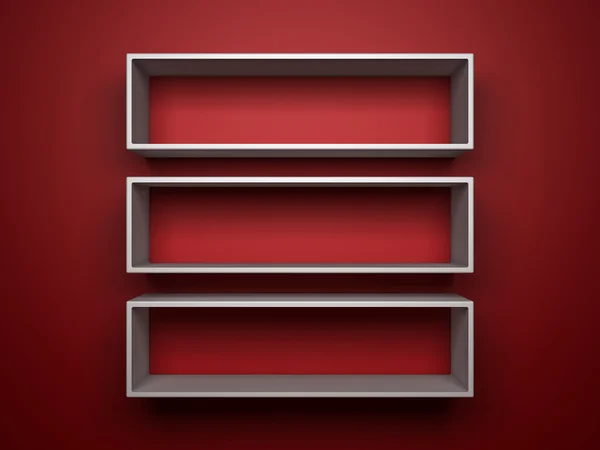 stock image White shelfs on red background