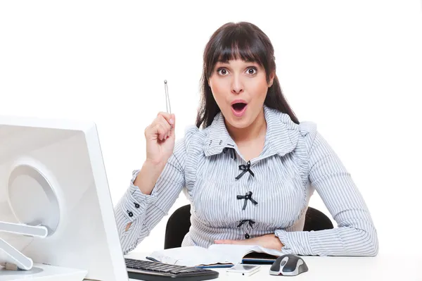 Woman in office got an idea — Stock Photo, Image