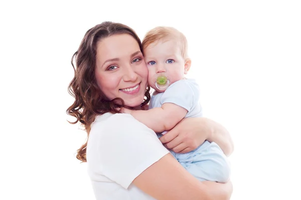 Stdio retrato de mãe sorridente com bebê — Fotografia de Stock