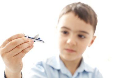 Boy with airplaine clipart