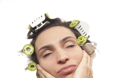 Young girl with eyes closed clipart