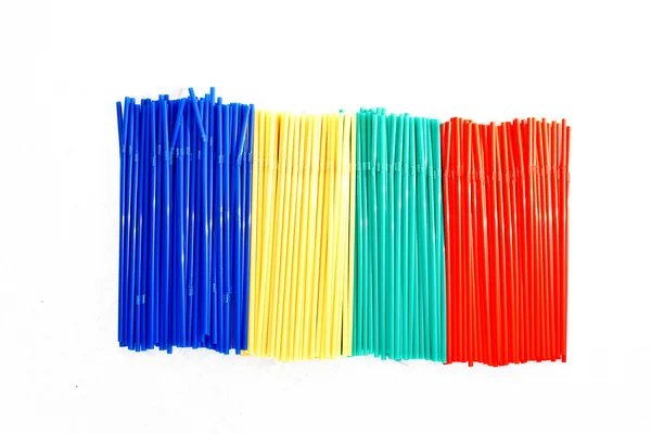 Vertical group of plasic straws — Stock Photo, Image