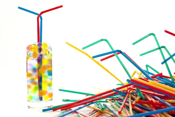 Plastic straws arangement — Stock Photo, Image