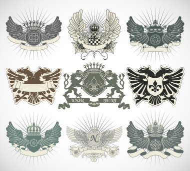 Set of heraldic symbols clipart