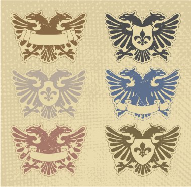 Set of heraldic stamps clipart