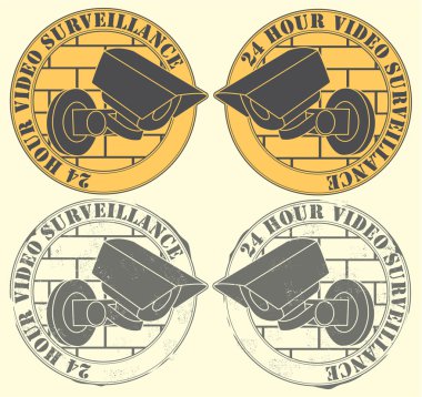 Set of the seals with the observation camera image clipart