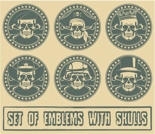 Conjunto de emblemas con cráneos — Archivo Imágenes Vectoriales