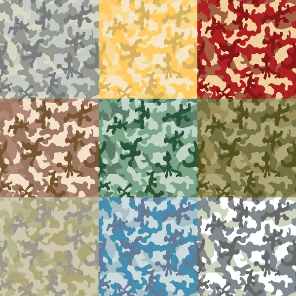 Set of samples of a coloring of a camouflage — Stock Vector