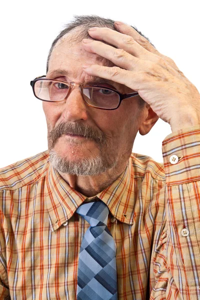 The old man hold on his head — Stock Photo, Image