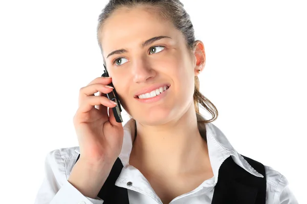 Bizneswoman rozmawia przez telefon komórkowy — Zdjęcie stockowe
