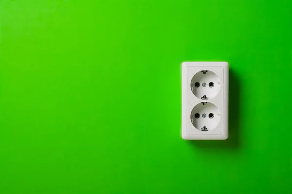White electric socket on the wall. — Stock Photo, Image