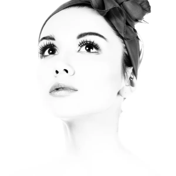 Uma mulher bonita. Fotografia em preto e branco . — Fotografia de Stock