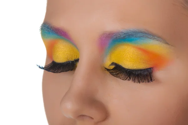 Woman and multicolored make-up. — Stock Photo, Image