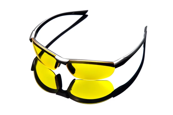 Yellow sunglasses. High angle view. — Stock Photo, Image