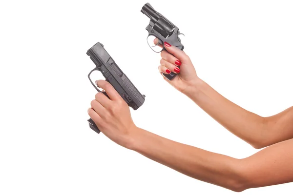 銃を持つ女の手 — ストック写真