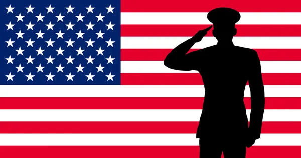 Um soldado americano a saudar — Fotografia de Stock