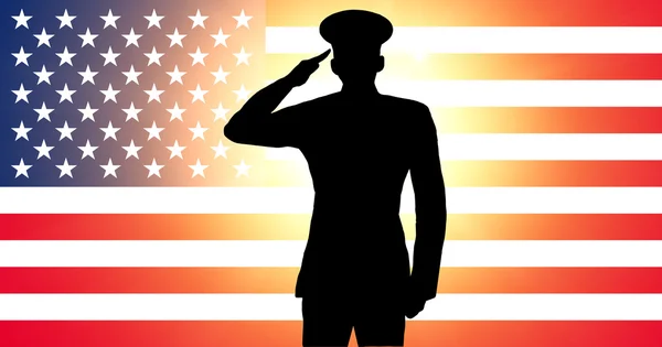 Amerykański żołnierz, pozdrawiając — Zdjęcie stockowe