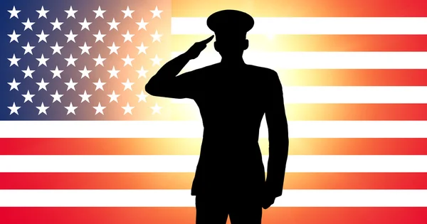 stock image A american soldier saluting
