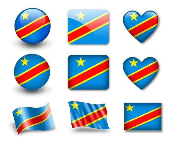 W Demokratycznej Republice Konga flaga — Zdjęcie stockowe