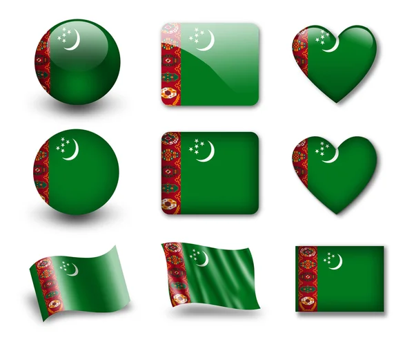 Turkmenština vlajka — Stock fotografie
