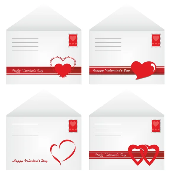 Envelopes de dia de Valentim — Vetor de Stock