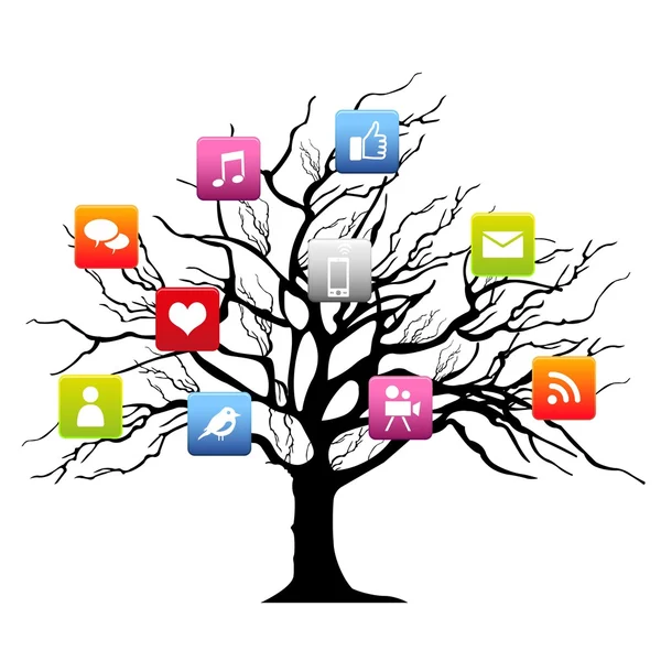ต้นไม้สื่อสังคมออนไลน์ — ภาพเวกเตอร์สต็อก
