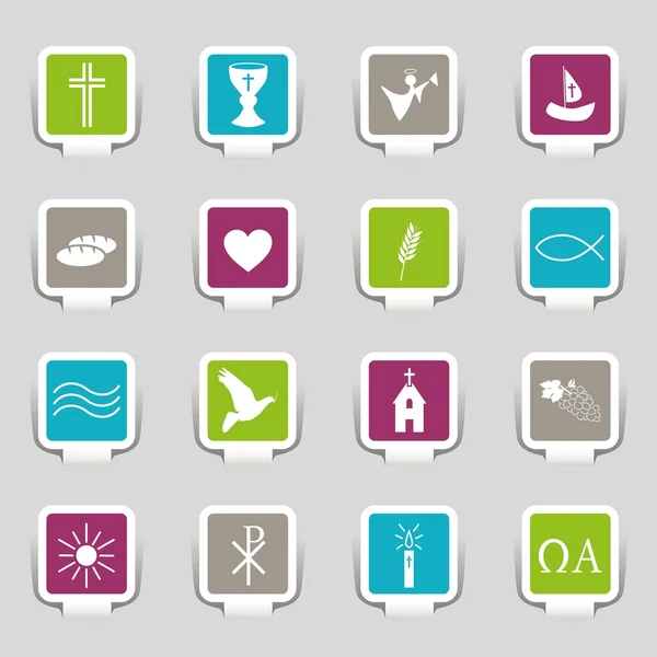 16 Icons Religion — Stock Vector