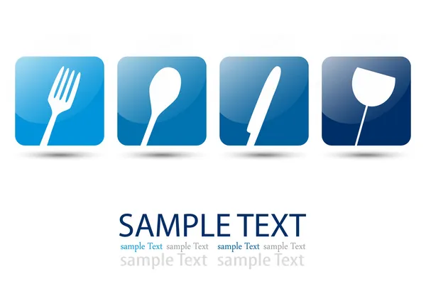 Blue cutlery icons — Stock Vector