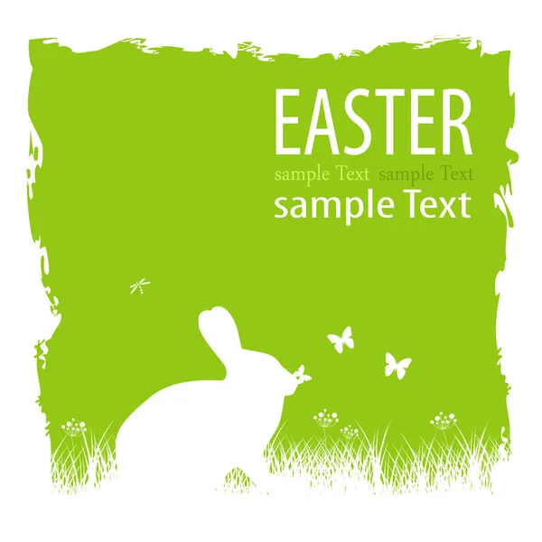Conejo de Pascua con mariposa — Vector de stock