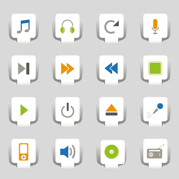 16 icônes Web musique — Image vectorielle