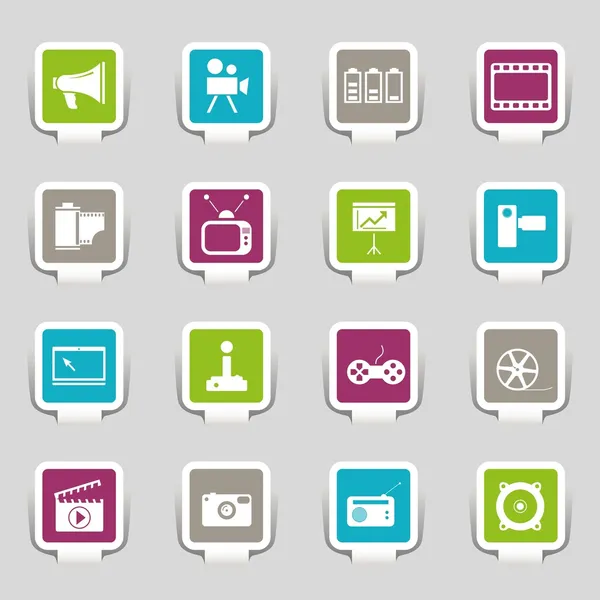16 icons media — Stock Vector