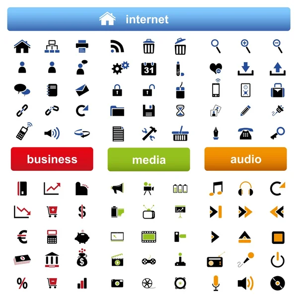 Molte icone di internet — Vettoriale Stock