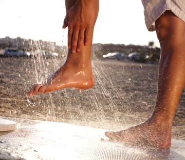 Man washing feet clipart