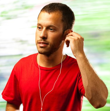 Man listening to music clipart