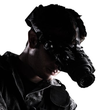 Soldier with night vision goggles clipart