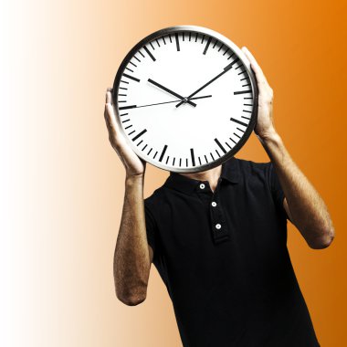 Young man with clock clipart