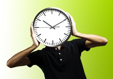 Young man with clock clipart