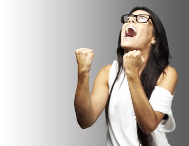 Young woman shouting clipart